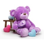 Purple 3.5 Feet Big Teddy Bear with a heart